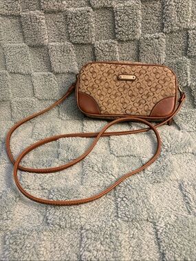 Rosetti Tan and Brown Signature Logo Crossbody Bag